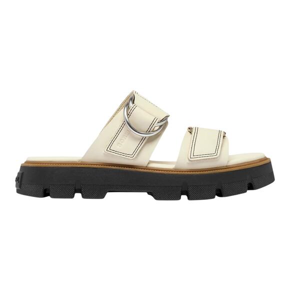 Sorel Women's Rein Leather Slide Sandals Off White Black Size 7 - Picture 2 of 5